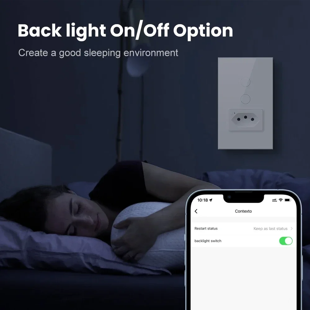 TNCE Tuya Brazil Wall Socket Switch, wifi Outlet Plug with USB Type-C, Remote Control Smart Life APP, Voice Alexa Google Home