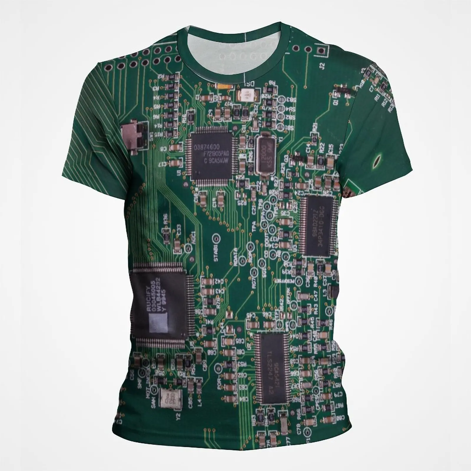 Men's Circuit Board 3D T-shirt Realistic Electronic Chip Motherboard Pattern Short Sleeve T-shirt Technology Style Street Top