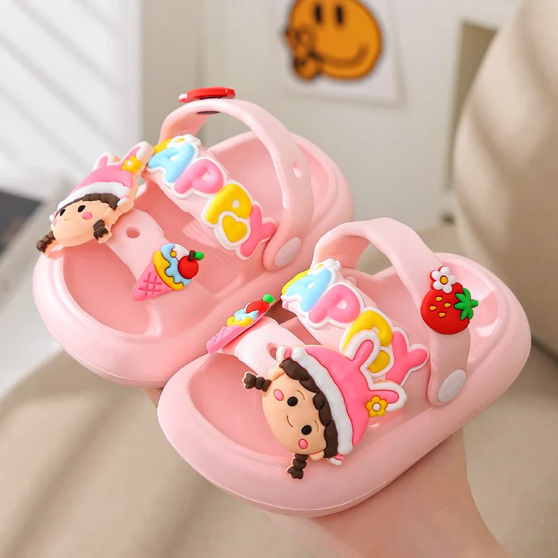 Children Summer Cartoon Sandals Kids Non-slip Baby Girls Cartoon Cute Rabbit Sandals Infantil Boys Soft Sole Garden Beach Shoes