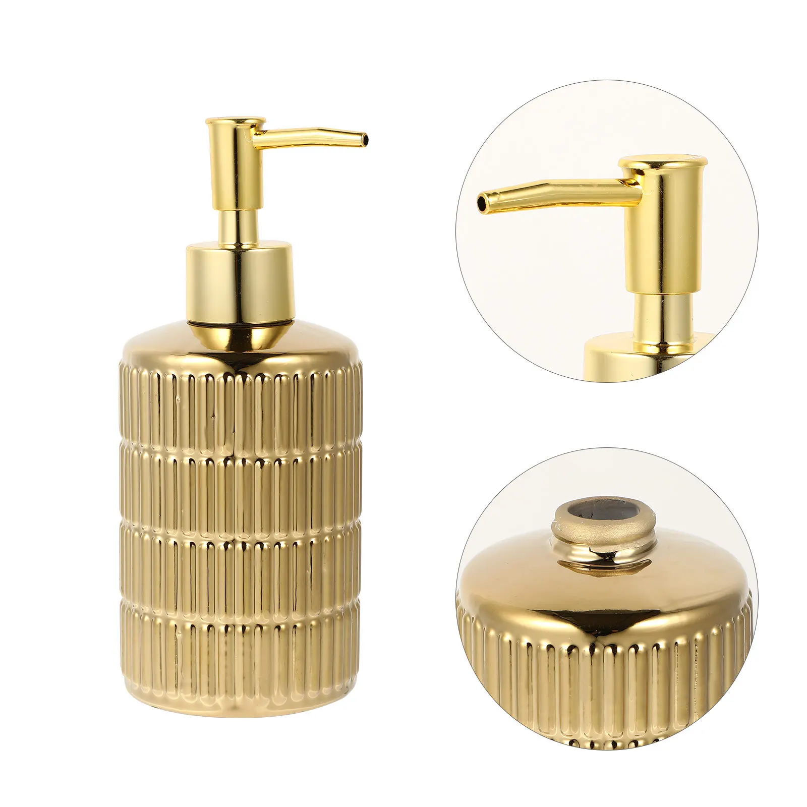 1pc Subpacking Bottle For Liquid Press Pump Dispenser Reusable Soap Shampoo Lotion Holder Ceramic Bathroom Container