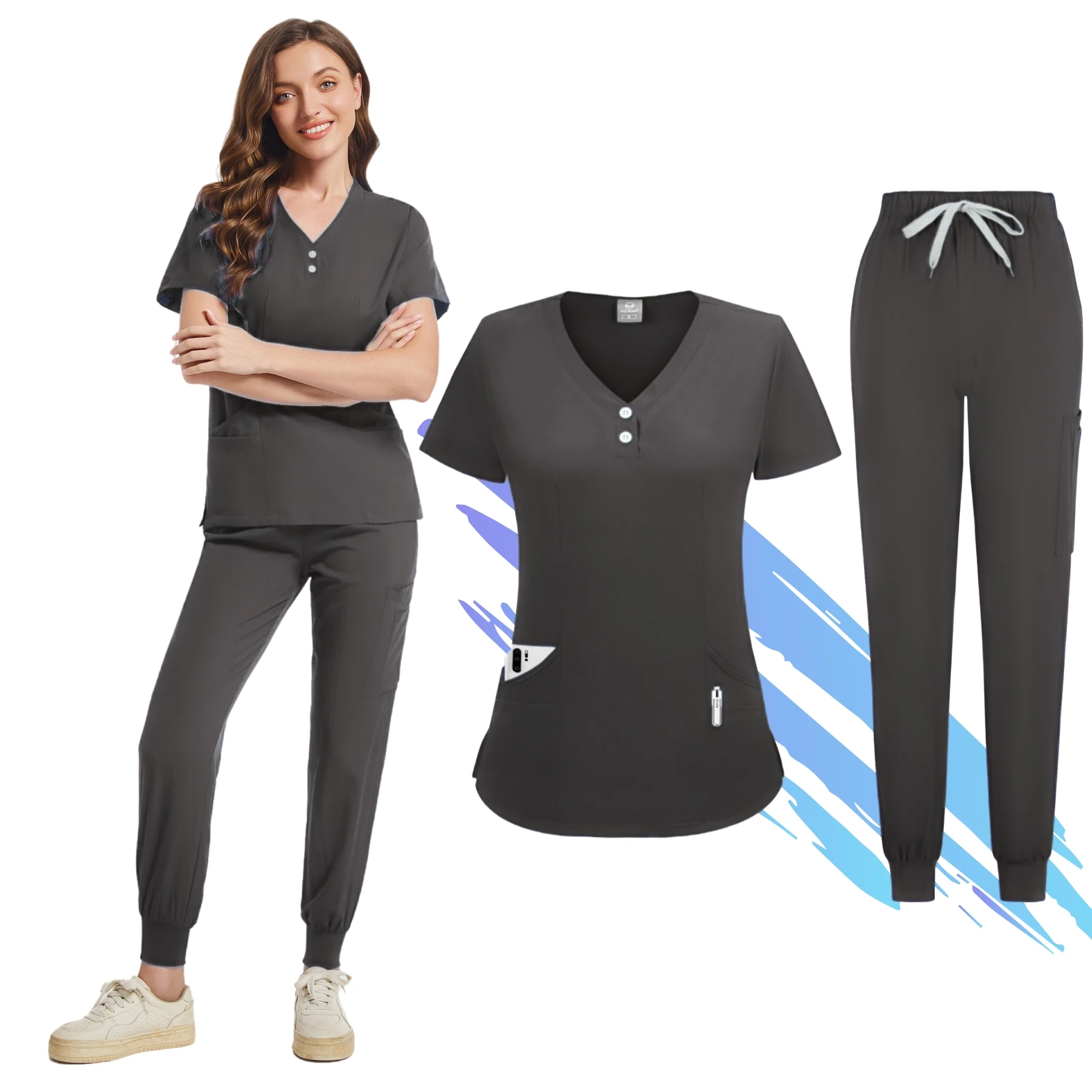 Scrubs Medische Uniformen Vrouwen Effen Kleur School Uniform Tandheelkundige Kliniek Chirurgie Set Schoonheidssalon Schoonmaak Werkkleding Groothandel