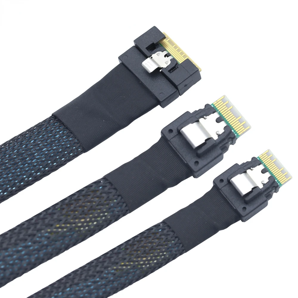 

Slimline SAS SFF-8654 8I 74pin all-inclusive interface anti-slant insertion to 2 ports 38pin SFF-8654 dual 4I server cable