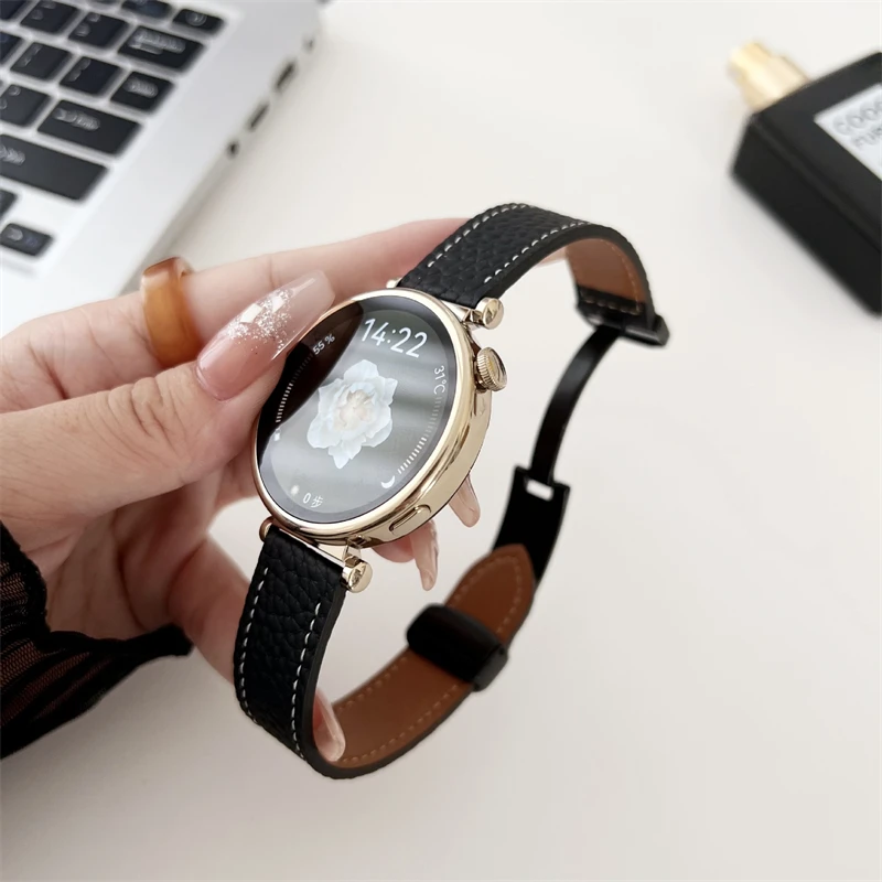 18mm 22mm Magnetic Leather Strap for Huawei Watch GT4 46mm 41mm For Huawei Watch 4 3 Pro GT3 GT2E Gear S3 For Garmin Venu 3S 2S