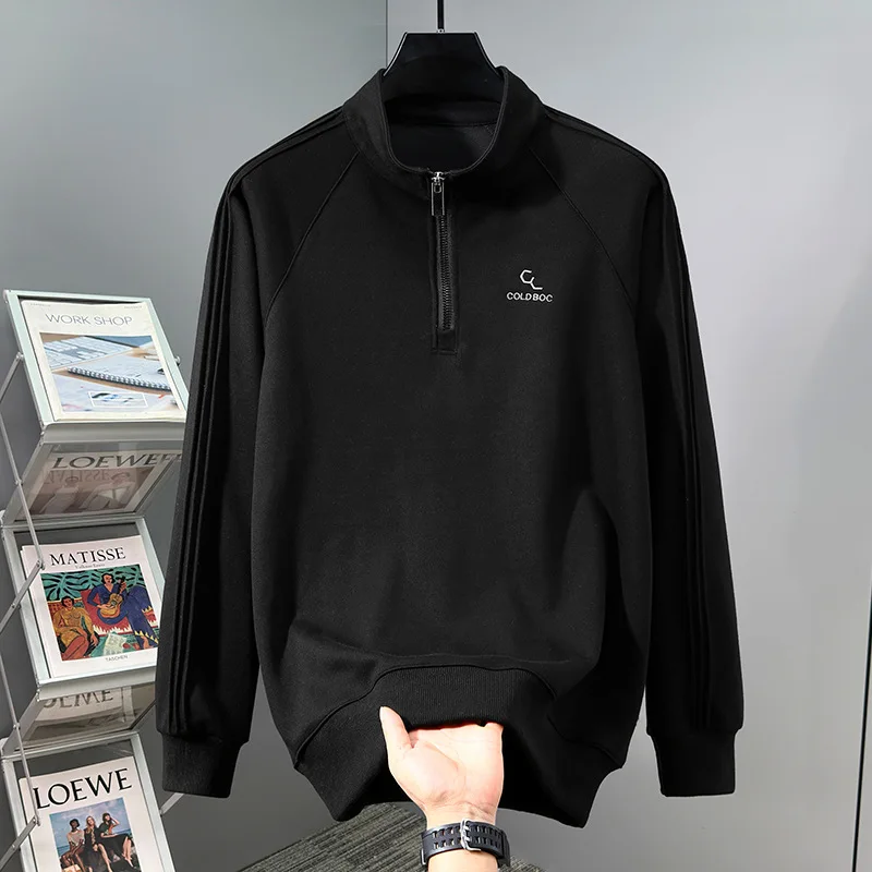 حجم كبير 12XL الرجال البلوز نصف زمم فضفاضة تناسب البلوز الذكور أنيقة العمل الشتاء زائد كبير الدهون الخريف الملابس السوداء 10XL