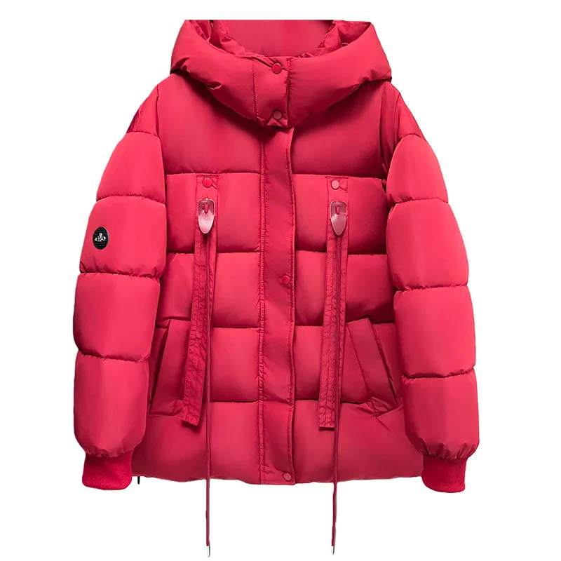 XXXXXXL موضة حجم كبير سترات نسائية شتاء جديد غير رسمي مقنع الشريط وسادة مبطنة متعددة الاستخدامات وسميكة معاطف دافئة 2534