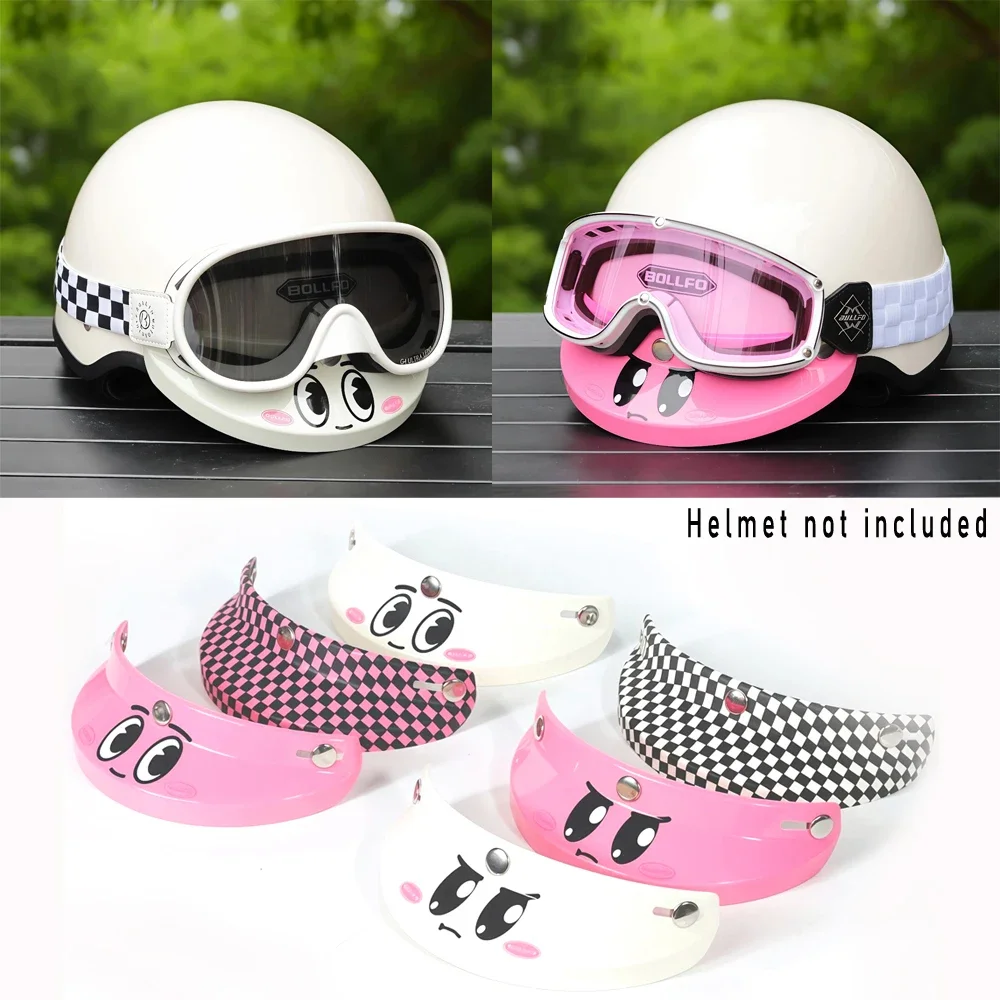 

Ebike General Helmet Visor Anti-UV Sports Women's Visor 3 Snap Universal Open Face Motorbike Helmet Shield Ebike Equipment