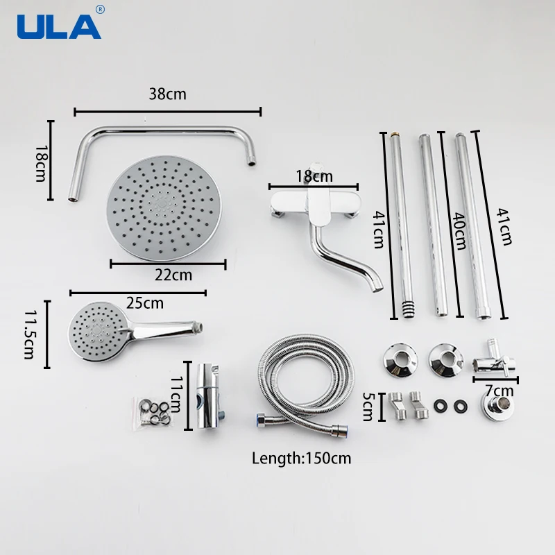 ULA Black/Chrome Shower Faucets Bathroom Shower Mixer Shower System Bidet Faucet Rainfall Shower Set Shower Spray Mixer Crane