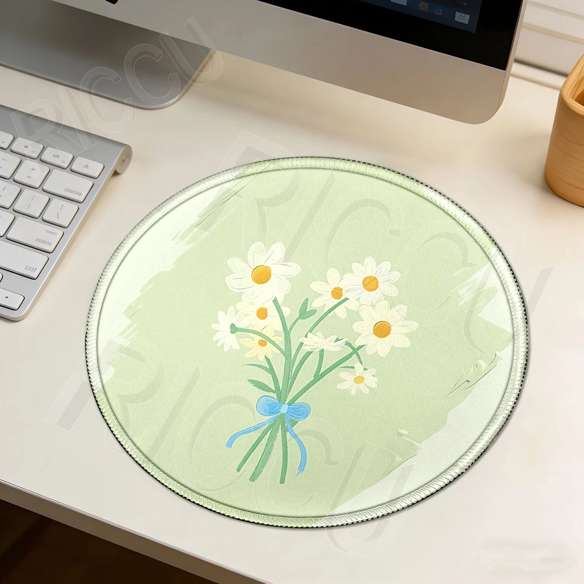 Cute Flower Green Plants Daisy Mouse Pad Office XS Minimalism Patter Mousepad Laptop Mouse Mat Round Rubber Pad Desk accessories