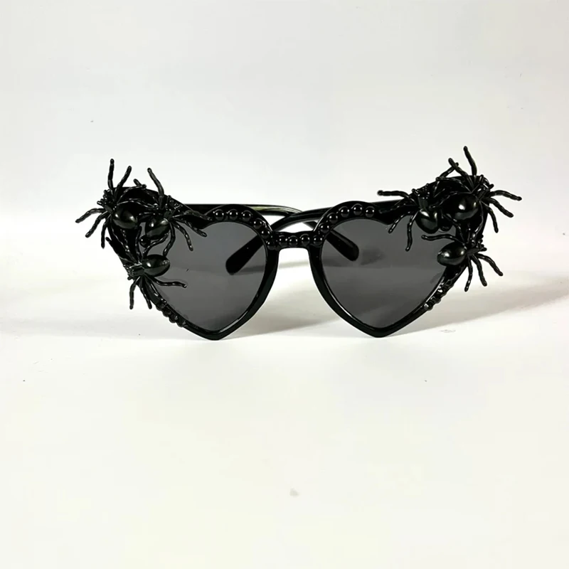 Black Spooky Spider Heart Sunglasses Halloween cosplay Costume Accessories October birthday party decoration Photo props gift