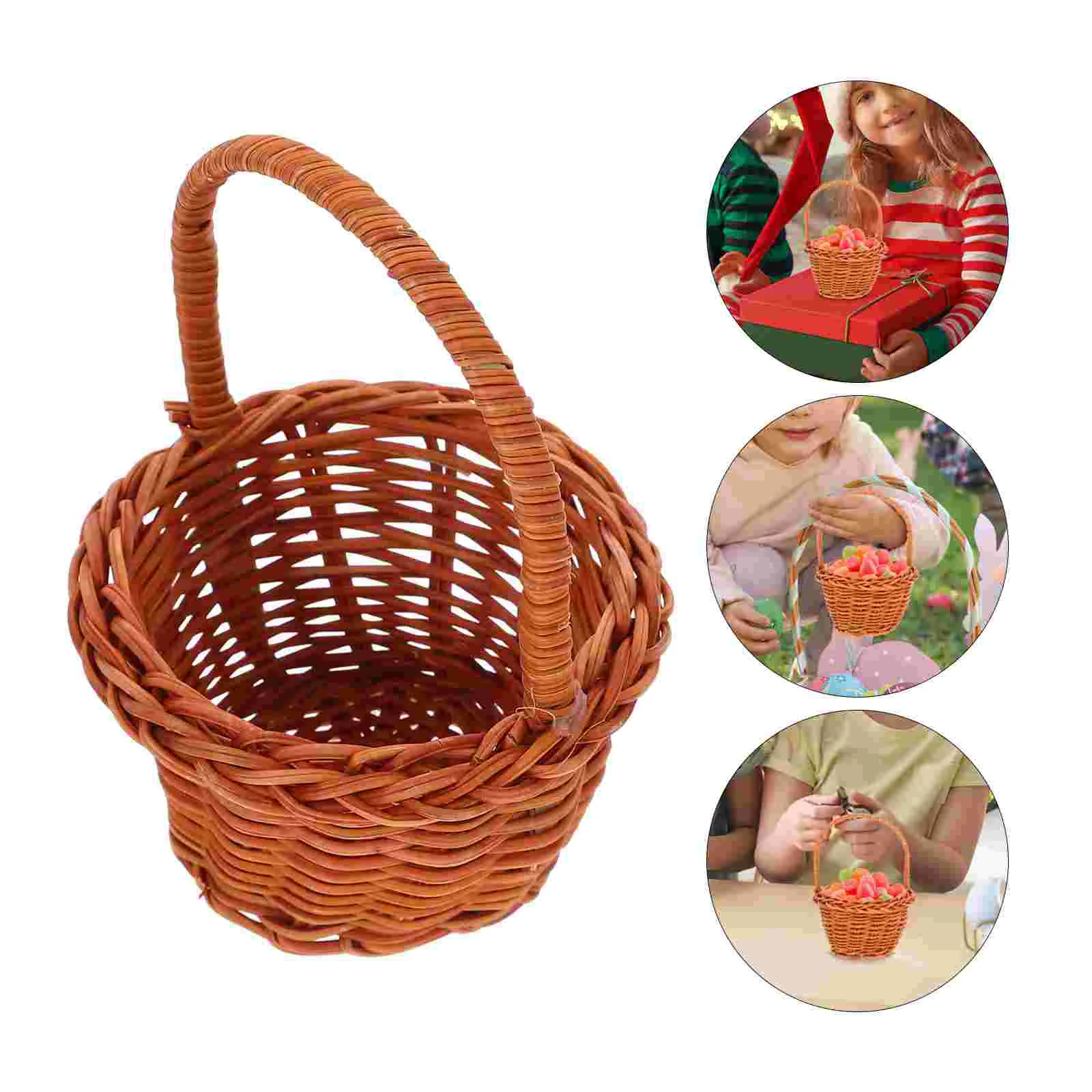 8 X5cm Mango Woven Mini Creative Desktop Basket Storage with Lid Succulent Plants Props Wooden Bamboo DIY Miss Child Baskets