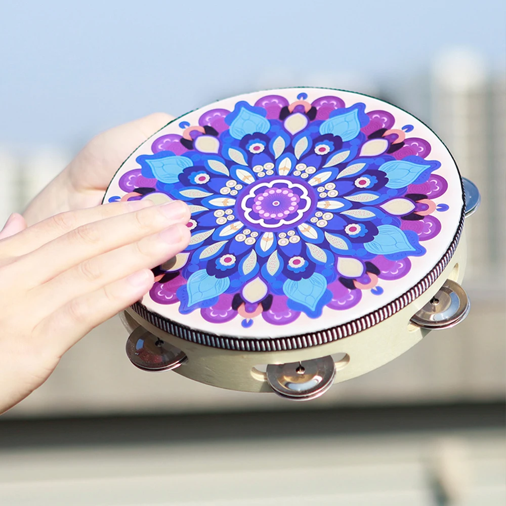 IRIN 8 Inch Tambourine Handbell Hand Drum Colourful Wooden Tambourine For Dance Concerts Percussion Muscial Instrument Parts