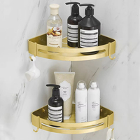 Bathroom Shelf Corner shelf Bath Storage Holder Wall Mounted Brushed Gold Aluminum Square Bath Shower Shelf Bath Shampoo Holder