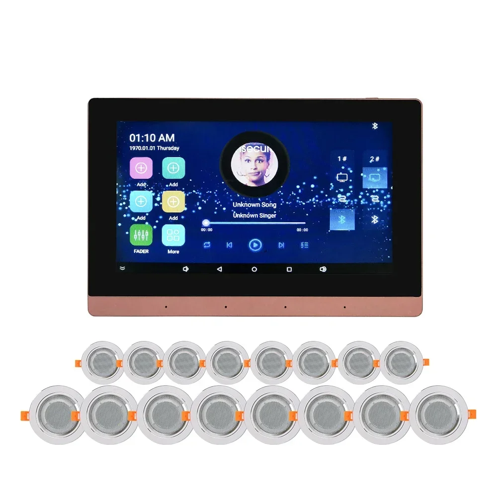 

7 Inch WiFi Bluetooth Smart Home Audio In Wall Amplifier Stereo Sound System With 8 Channels Speakers