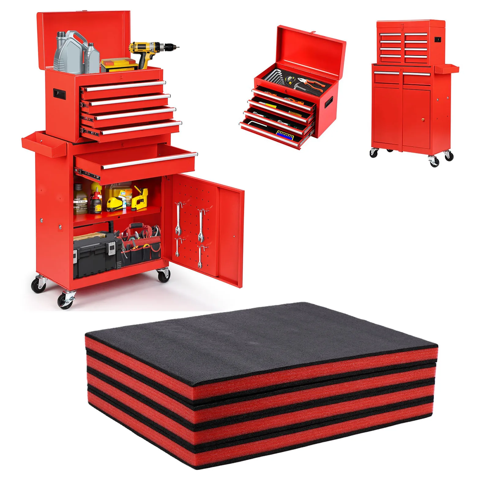 Kit com 4 Espumas de Polietileno Recortáveis para Caixas de Ferramentas e Gavetas Rígidas - 50x40x3,5cm