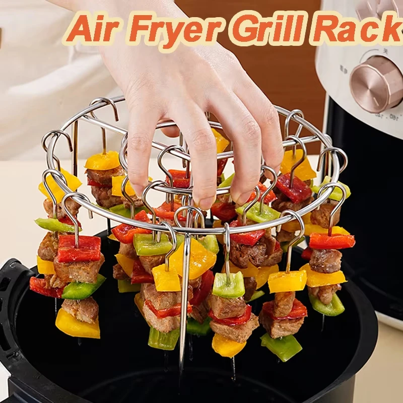 1 Juego de parrilla y brochetas de acero inoxidable, aguja de 12/24/36/48 Uds., juego de barbacoa, freidora de aire, horno, parrilla, brochetas, suministros de cocina