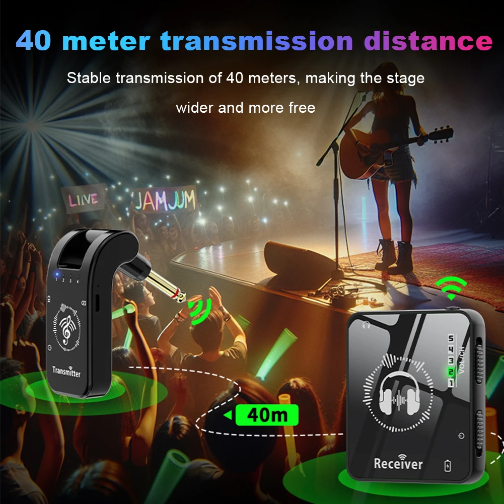 Sistema de monitor intra-auricular sem fio, transmissor e receptor de transmissão de 40m, bateria de 10h para desempenho ao vivo de ensaio de banda de estúdio