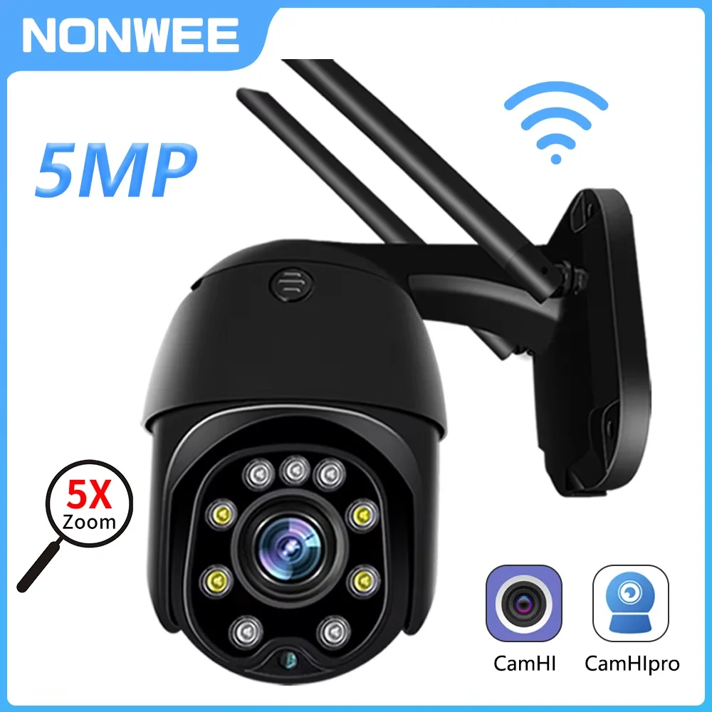 camera domestica inteligente ao ar livre sem fio velocidade dome ptz rastreamento automatico visao noturna colorida zoom 5x wifi hd 5mp camhipro 01