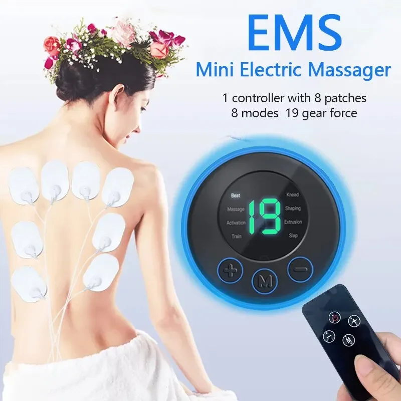 

LCD Display EMS Neck Back Electric Massage Cervical Vertebra Patch Body Neck Hip Toner Massger Remote 8 Modes 19 Level