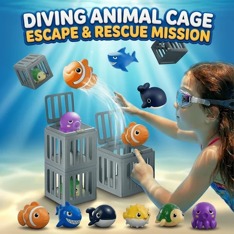 NEW Fish Box Swimming and Diving Toys, Child Adult Pool Party Toys, Toddler Floating Animals Bath Toys,  Birthday Christmas Gift
