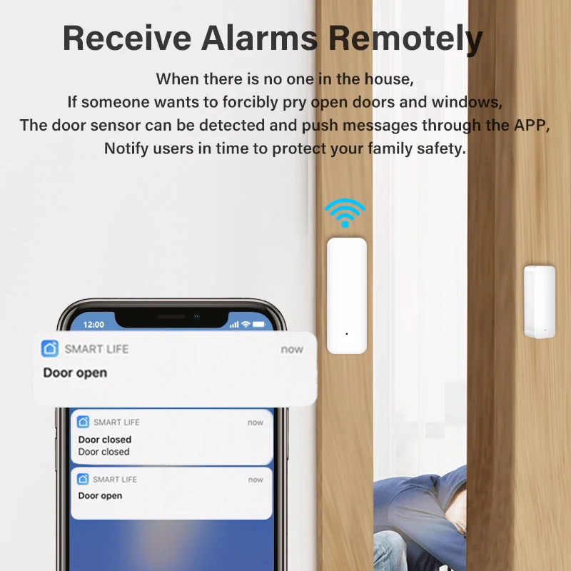 Tuya Smart WIFI Door Magnetic Sensor Wireless Connection Alarm Detector Independent Magnetic Sensor Work with Alexa Google Home