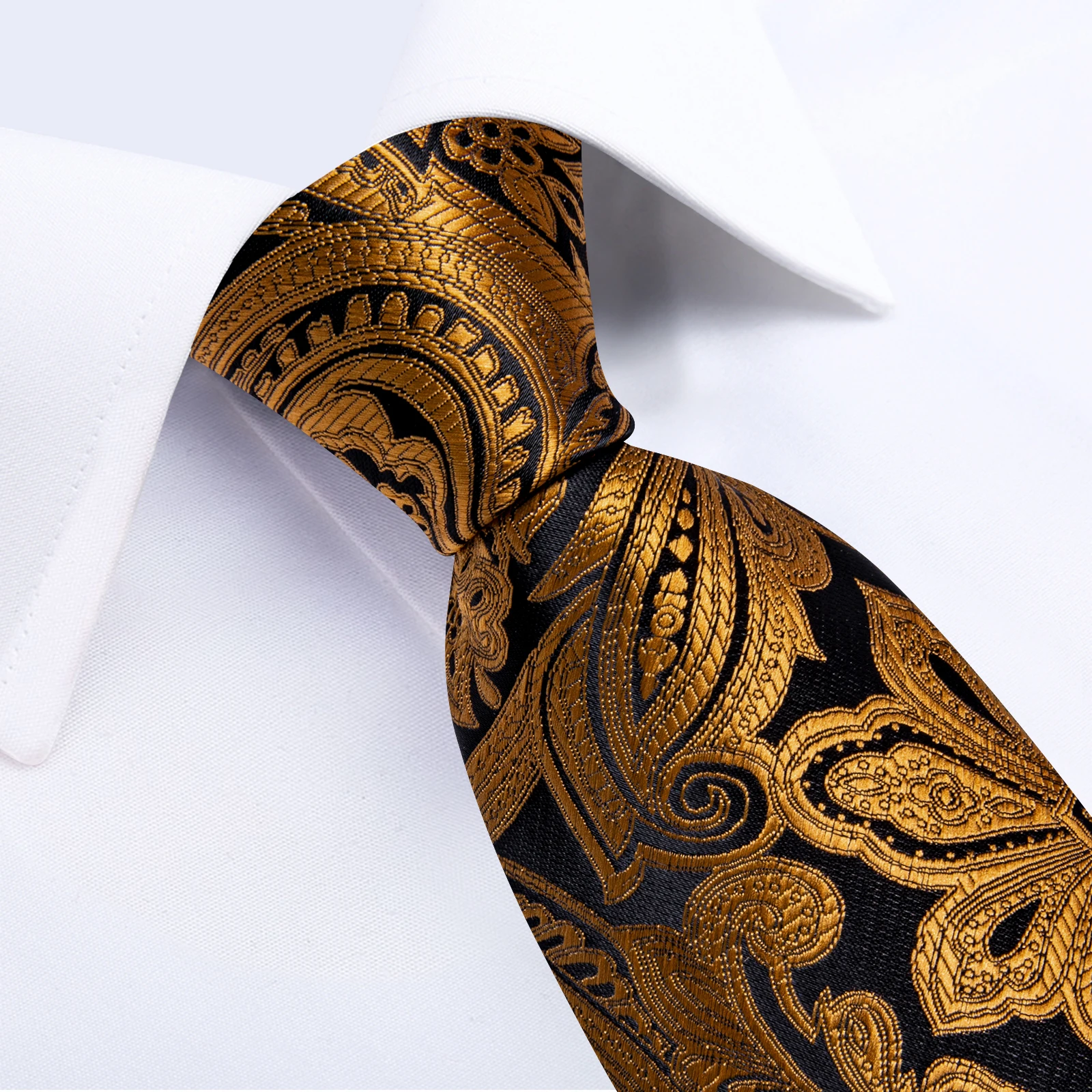Luxury Mens Tie Jacquard Floral Necktie Pocket Square Cufflinks Set Purple Golden Blue Black for Male Men Wedding Busniess Party