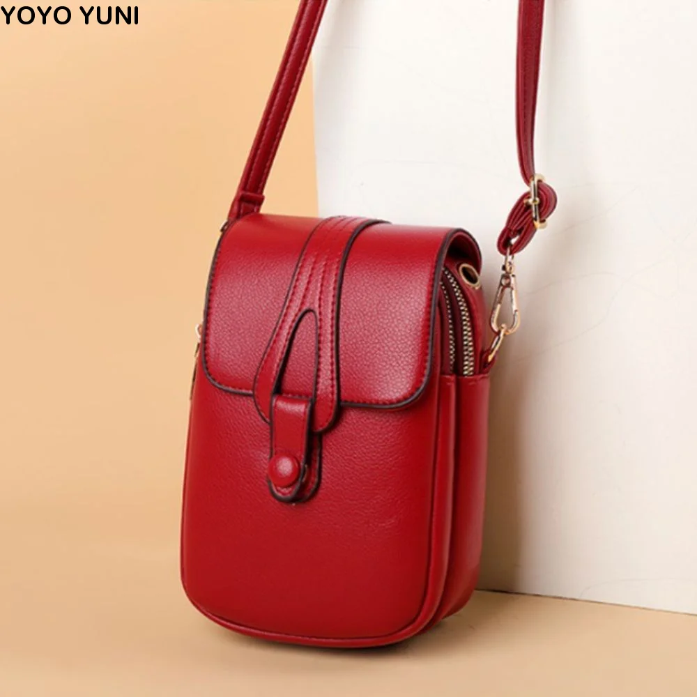 

Large Capacity Lady Crossbody Phone Bag Leather Multi-layer Women Shoulder Phone Bag Vertical Fashion Cell Phone Purse