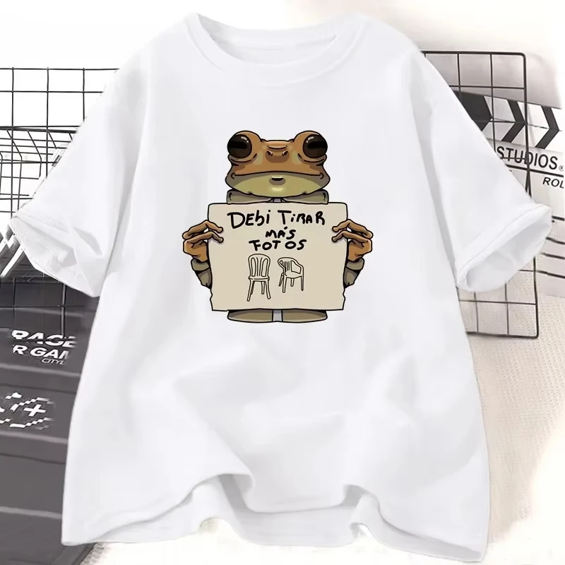 Unisex Funny Meme Frog Graphic T‑Shirt Cartoon Toad Paper Sign Art Print Crew Neck Short Sleeve Casual Humor Tee For Men Women