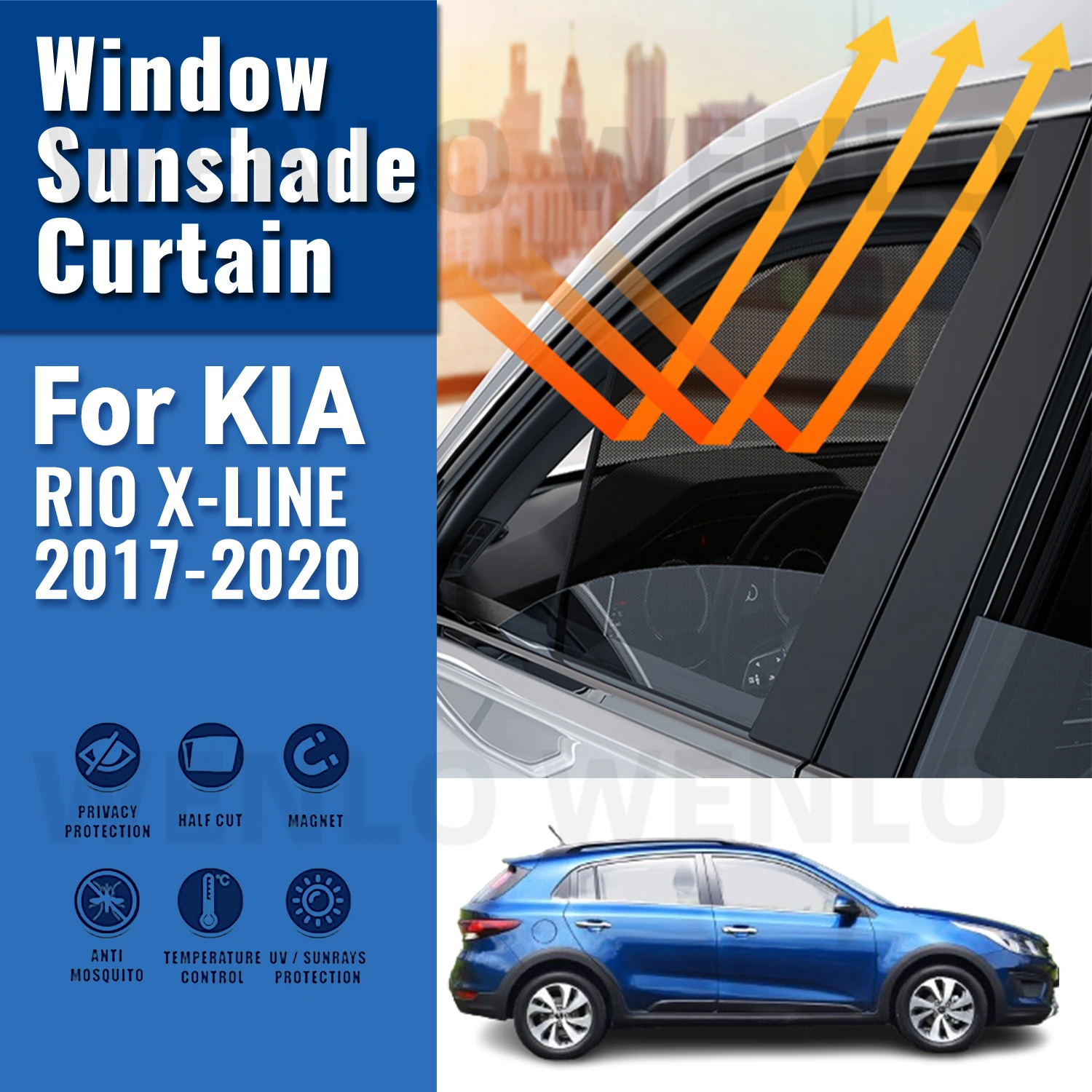 

For Kia RIO X-LINE IV Hatchback 2021 2020-2017 Car Sunshade Visor Front Windshield Frame Curtain Rear Side Baby Window Sun Shade