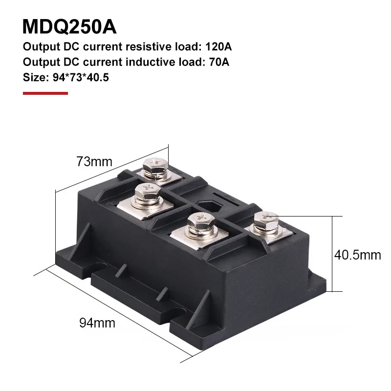 30A-1200A MDQ Single-Phase Diode Bridge Rectifier Module With Radiator 1600V Copper Base High Power AC to DC