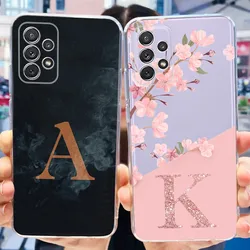 For Samsung Galaxy A52s 5G Case SM-A528B Cover Fashion Letters Flower Clear Soft TPU Phone Cases For Samsung A52 A72 A725F Coque