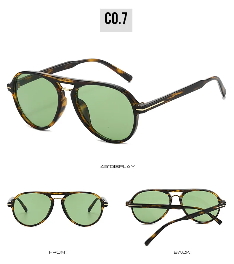2026 Neue Doppelbalken-Retro-Sonnenbrille für Damen und Herren im Pilotenstil mit Metall-Linien-Dekoration UV400 – Detail 13