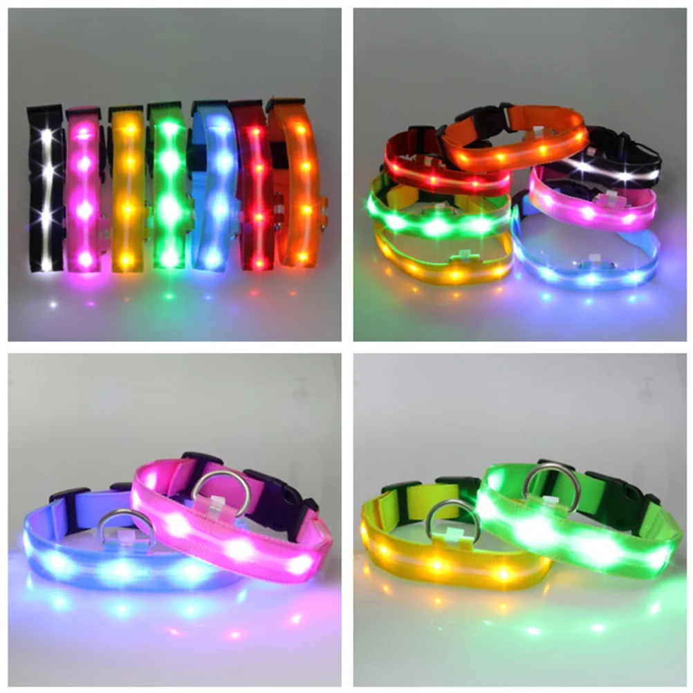 

Dog 2.5Cm Nylon Adjustable Led Lighted Safety For Night Walking Camping Flashing Glow Dark Xl Size Pet Dog Collar Led Pet