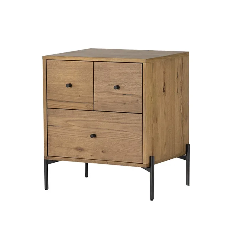 

North American wabi-sandy wind solid wood bedside table simple bedroom small apartment storage cabinet