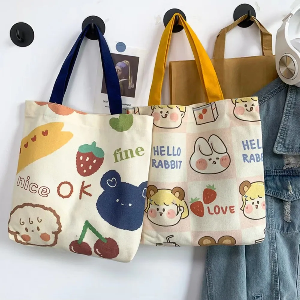 

Cute Women Canvas Shoulder Bag Small Cotton Handbag Casual Tote Female Eco Crossbody Bag Cartoon Shopper Bags Lunch Bag