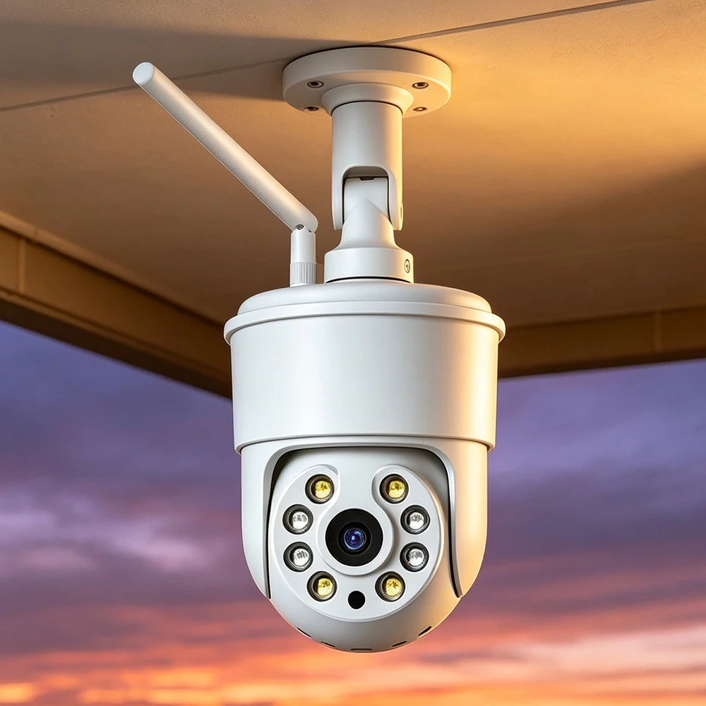 8MP 4K Outdoor PTZ Speed Dome Camera 2.4/5GHz WiFi AI Human Vehicle Detection Auto Tracking Color Night Vision IP66 Waterproof