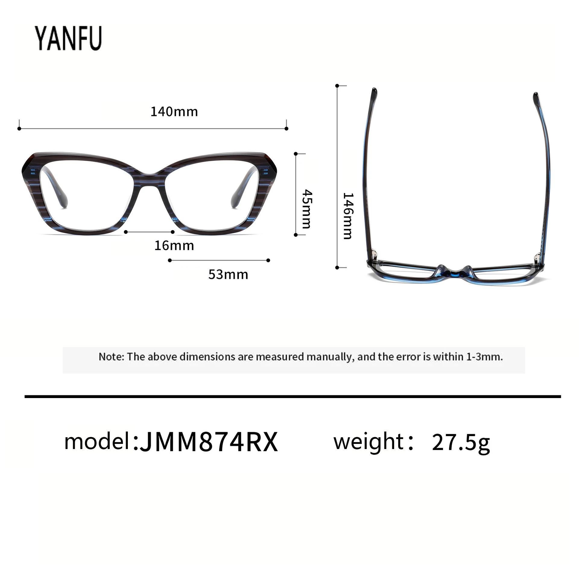 New Butterfly Blue Tortoise Acetate Vintage Optical Glasses Frames High Quality Women Men Reading Fashion Myopia Eyeglasses