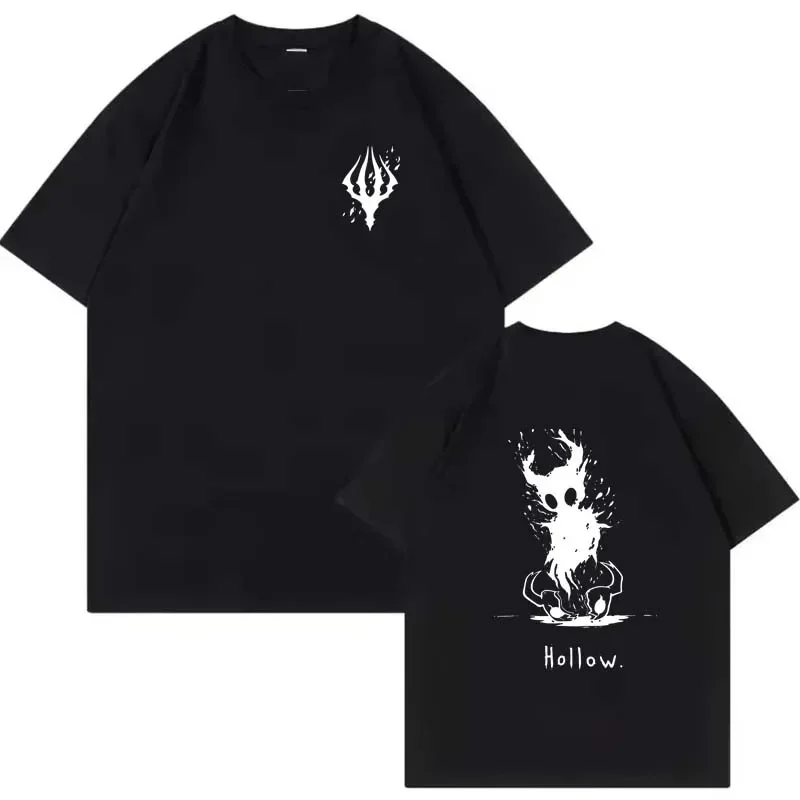 

Summer men's hollow knight pattern printed casual loose retro street Y2K round-neck short-sleeved top clothing