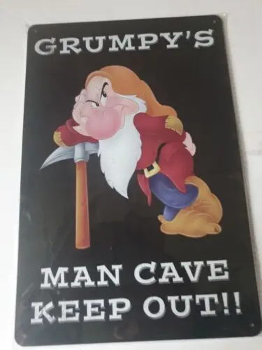 Grumpy's Man Cave Metal Sign Plaque Man Cave Retro Garage Funny Humour FREE P&P