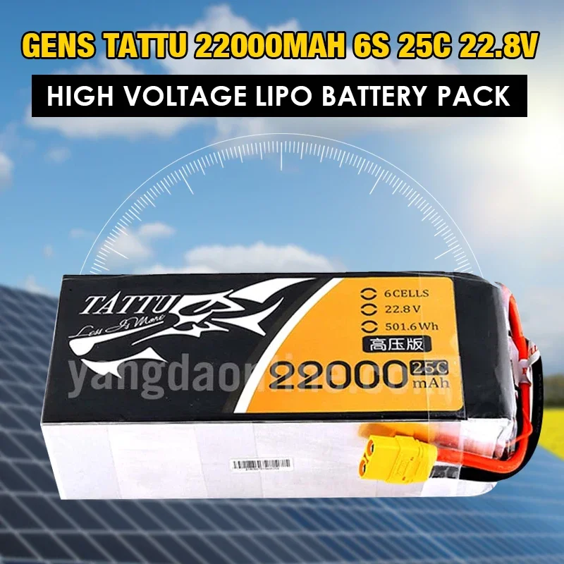 Battery for Drone Agricultural Gens 22000mAh 6S 25C 22.2V Tattu lipo Pack rechargeable battery