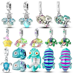 925 Silver Charm Chameleon Glowworm Light Bulb Firefly Star Moon Pendant Fit Original Bracelet Diy for Jewelry Making