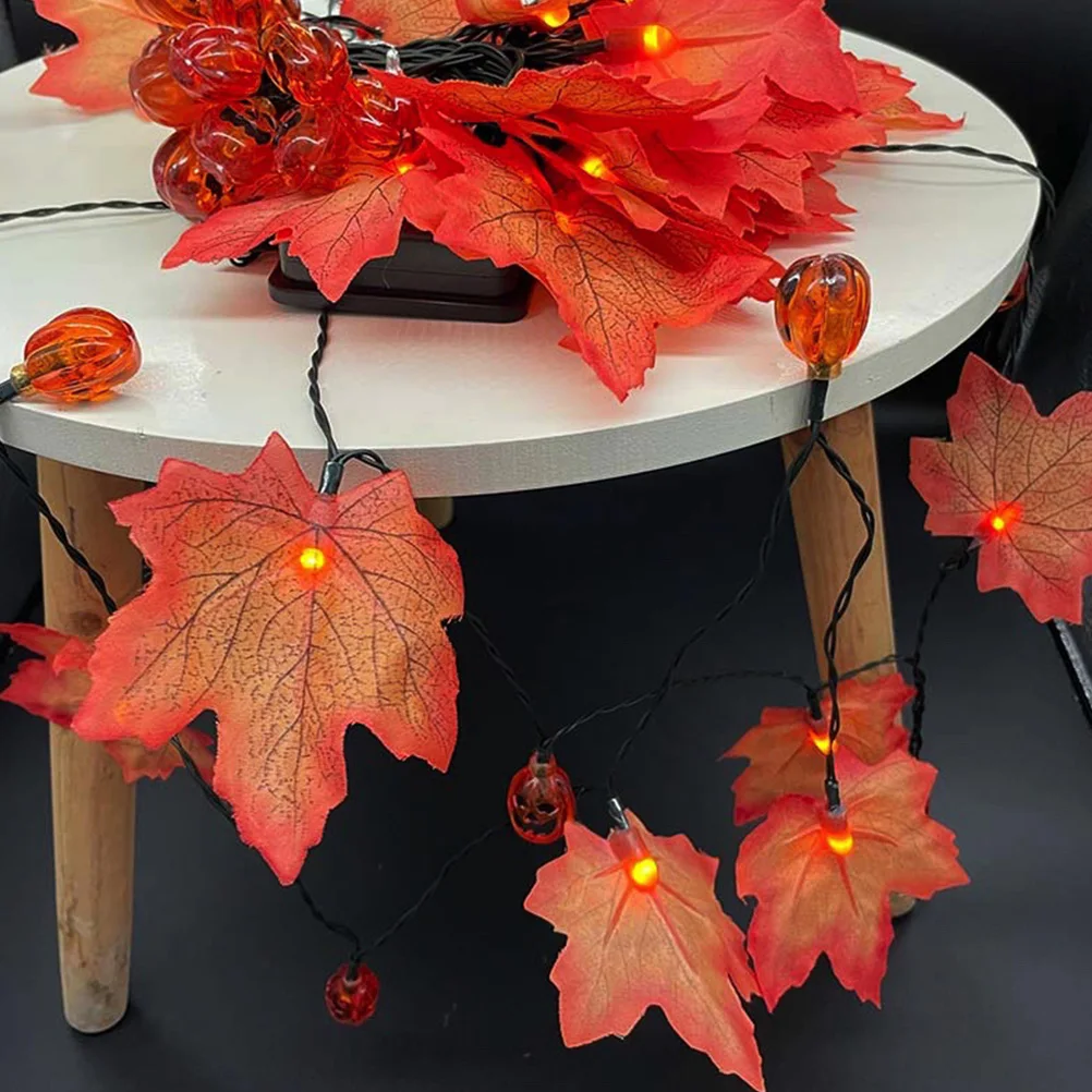 

Solar Powered Pumpkin Lantern String Fall Decorations Outdoor Hanging Light Party Luminous Maple Leaf Plastic Night Courtyard