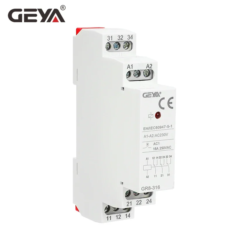 GEYA GR8-316 Switch Relay Intermediate Relay Auxiliary Relay 16A 3SPDT RELAYS 12VDC 24VDC 230VAC