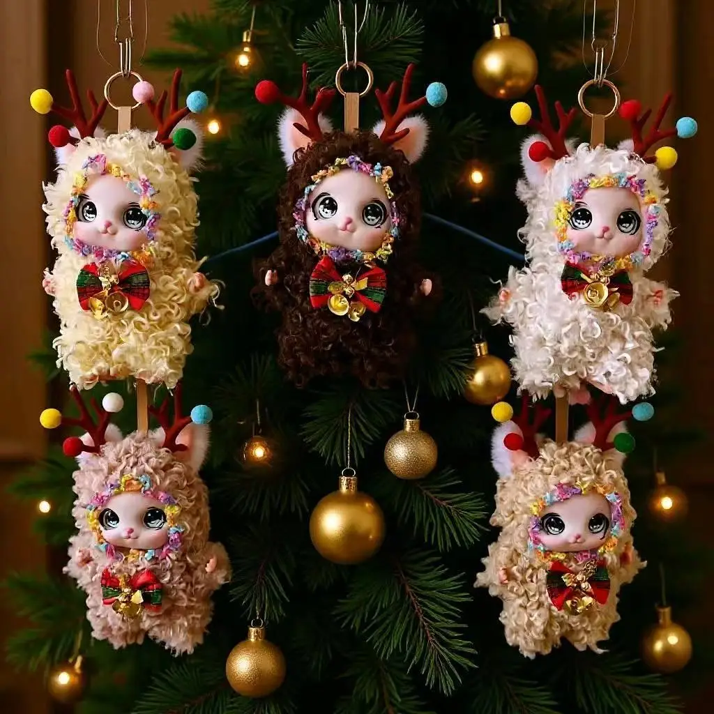 New Cute Christmas Plush Reindeer Doll Keychain, Bow Bell Bag Pendant, Car Hanging Ornament, Xmas Gift for Girls Students