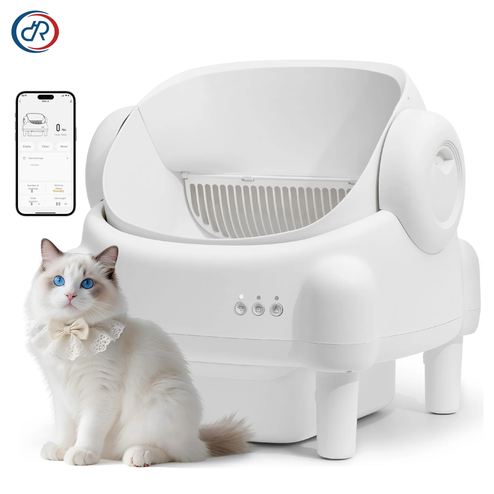2025 New Trends Self Cleaning Litter Box Open Top Design Automatic Cat Litter Box with App Control Safety Protection