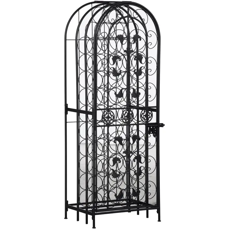 

HOMCOM 45-Bottle Modern Wine Organizer Decorative Portable Wrought Iron Wine Rack Jail