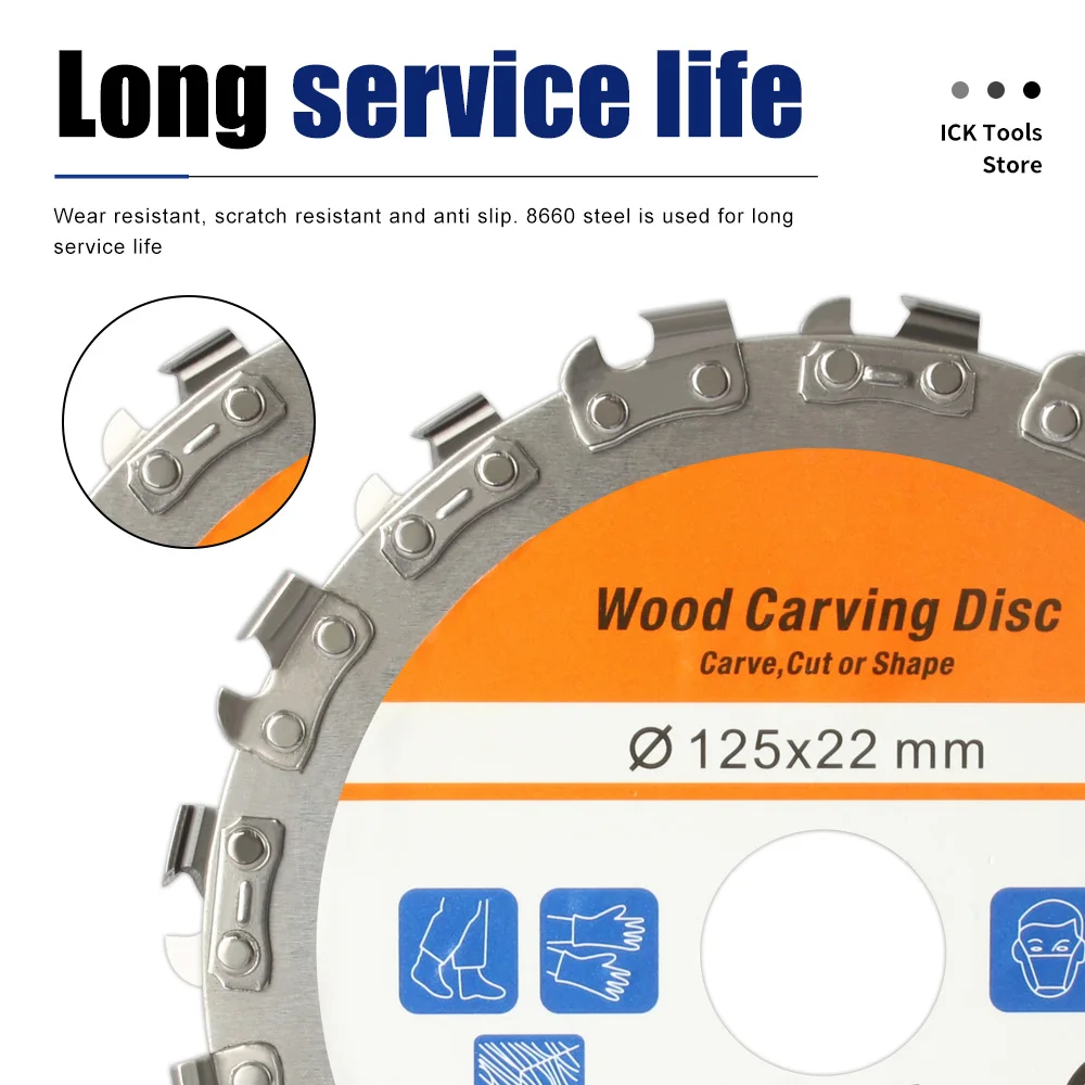 Wood Carving Disc Woodworking Chain Grinder Chain Saws Disc Chain Plate Tool for 125MM 100MM Angle Grinding Chain Disc 5 Inch