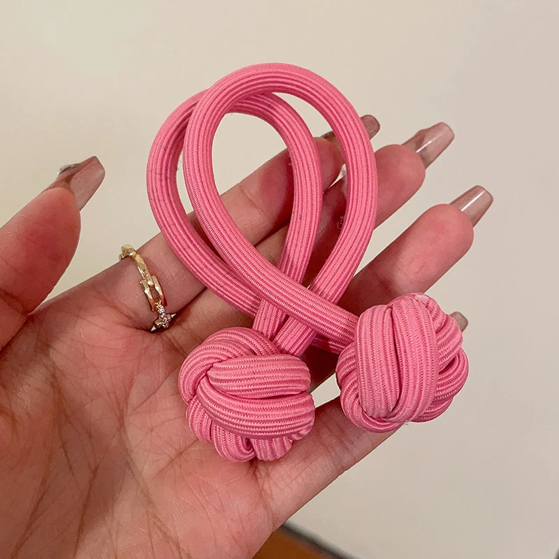 AWAYTR 2PCS Knotted Hair Band Elastic Head Rope For Women Scrunchies Hair Tie Hair Ropes High Ponytail Rubber Bands Headwear