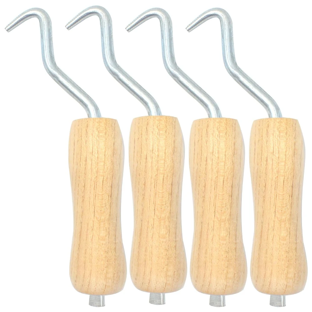 4pcs Rebar Twister with Wooden Handle Concrete Iron Wire Tie Twister Tool Hand Steel Tie Tool for Fence Twisting