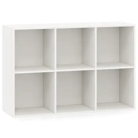 6-Cube Bookcase Modern 3-Tier Storage Organizer Horizontal Vertical Bookshelf