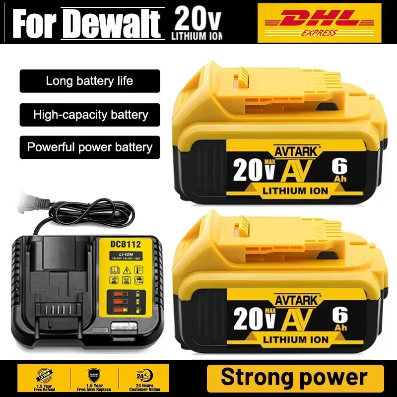 

18V 20V 6000MAH For DEWALT DCB200 Replacement Battery Compatible For Dewalt Tools DCB120 DCB182 DCB200 DCB609 Battery